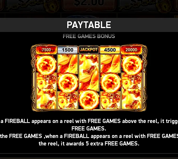 Dragoness rules: a Fireball under Free Games awards 10 free games