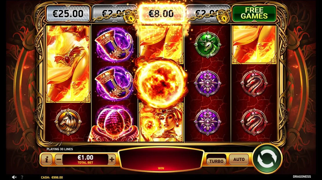 Spin fiery dragon reels.